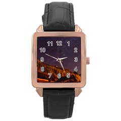 Italy Cabin Stars Milky Way Night Rose Gold Leather Watch  by BangZart