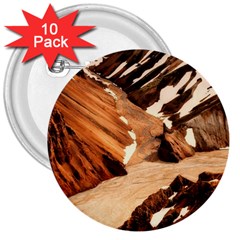 Iceland Mountains Snow Ravine 3  Buttons (10 Pack)  by BangZart