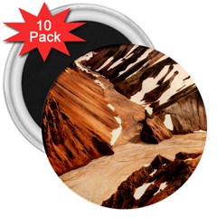 Iceland Mountains Snow Ravine 3  Magnets (10 Pack)  by BangZart