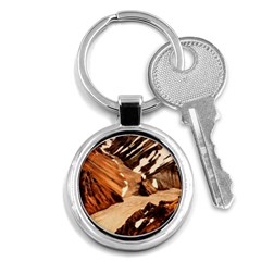 Iceland Mountains Snow Ravine Key Chains (round)  by BangZart