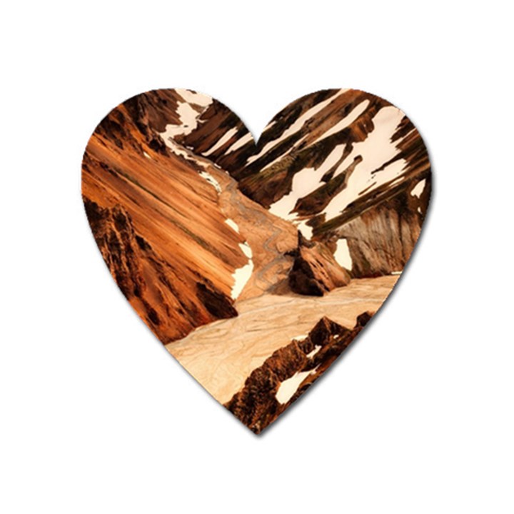 Iceland Mountains Snow Ravine Heart Magnet