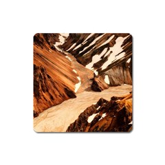 Iceland Mountains Snow Ravine Square Magnet by BangZart