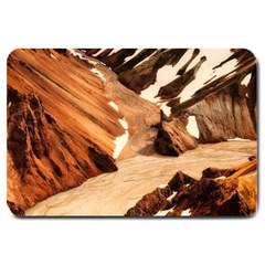 Iceland Mountains Snow Ravine Large Doormat  by BangZart