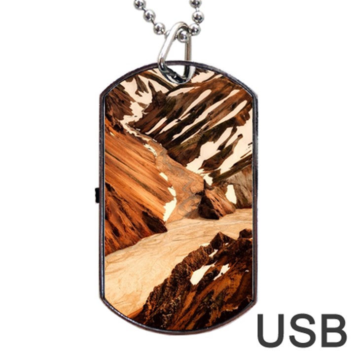 Iceland Mountains Snow Ravine Dog Tag USB Flash (Two Sides)