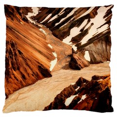 Iceland Mountains Snow Ravine Large Cushion Case (two Sides) by BangZart