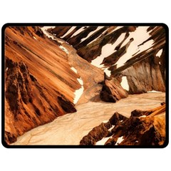 Iceland Mountains Snow Ravine Double Sided Fleece Blanket (large)  by BangZart