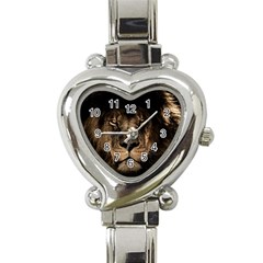 African Lion Mane Close Eyes Heart Italian Charm Watch by BangZart