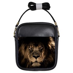 African Lion Mane Close Eyes Girls Sling Bags by BangZart