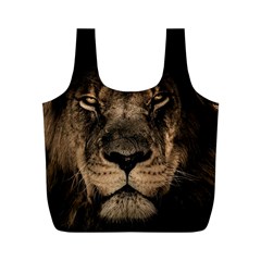 African Lion Mane Close Eyes Full Print Recycle Bags (m)  by BangZart