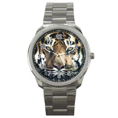 Tiger Bengal Stripes Eyes Close Sport Metal Watch by BangZart