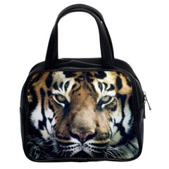 Tiger Bengal Stripes Eyes Close Classic Handbags (2 Sides) by BangZart