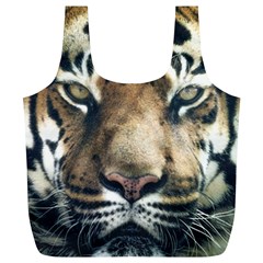 Tiger Bengal Stripes Eyes Close Full Print Recycle Bags (l)  by BangZart