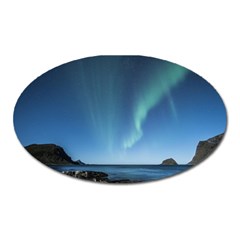 Aurora Borealis Lofoten Norway Oval Magnet by BangZart