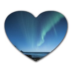 Aurora Borealis Lofoten Norway Heart Mousepads by BangZart