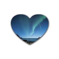 Aurora Borealis Lofoten Norway Heart Coaster (4 Pack)  by BangZart