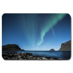 Aurora Borealis Lofoten Norway Large Doormat  by BangZart