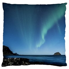 Aurora Borealis Lofoten Norway Large Cushion Case (one Side) by BangZart