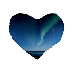 Aurora Borealis Lofoten Norway Standard 16  Premium Heart Shape Cushions by BangZart