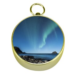 Aurora Borealis Lofoten Norway Gold Compasses by BangZart