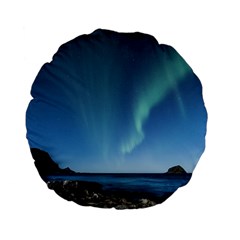 Aurora Borealis Lofoten Norway Standard 15  Premium Flano Round Cushions by BangZart