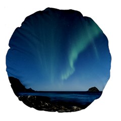 Aurora Borealis Lofoten Norway Large 18  Premium Flano Round Cushions by BangZart