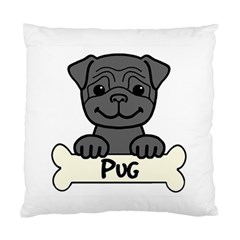 Black Pug With A Bone Standard Cushion Case (two Sides) by Bigfootshirtshop