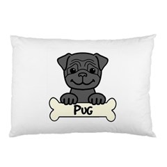 Black Pug With A Bone Pillow Case by Bigfootshirtshop