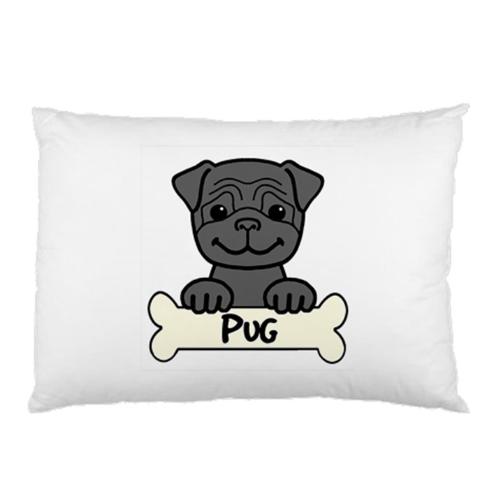 Black Pug With A Bone Pillow Case