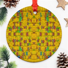 Rainbow Stars In The Golden Skyscape Ornament (round) by pepitasart