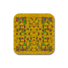 Rainbow Stars In The Golden Skyscape Rubber Square Coaster (4 Pack)  by pepitasart