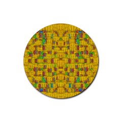 Rainbow Stars In The Golden Skyscape Rubber Round Coaster (4 Pack)  by pepitasart