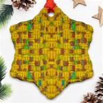 Rainbow Stars In The Golden Skyscape Snowflake Ornament (Two Sides) Front