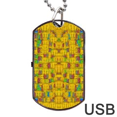 Rainbow Stars In The Golden Skyscape Dog Tag Usb Flash (one Side) by pepitasart