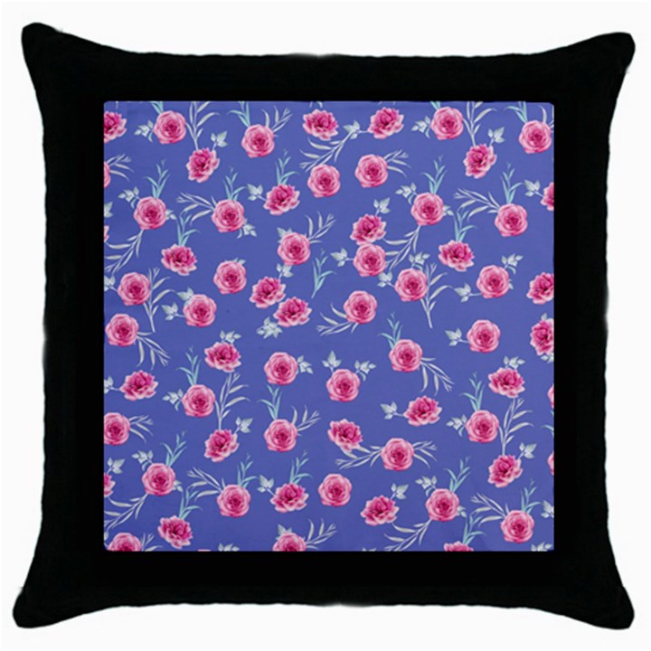 Roses And Roses Throw Pillow Case (Black)