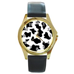 Animal Print Black And White Black Round Gold Metal Watch by BangZart