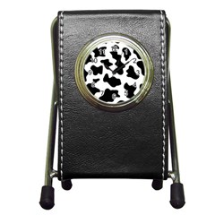 Animal Print Black And White Black Pen Holder Desk Clocks by BangZart