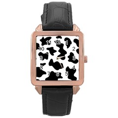 Animal Print Black And White Black Rose Gold Leather Watch  by BangZart