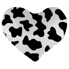 Animal Print Black And White Black Large 19  Premium Flano Heart Shape Cushions by BangZart