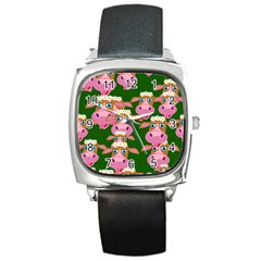 Seamless Tile Repeat Pattern Square Metal Watch by BangZart