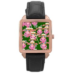 Seamless Tile Repeat Pattern Rose Gold Leather Watch  by BangZart