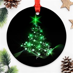 Christmas Tree Background Round Ornament (two Sides) by BangZart