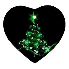 Christmas Tree Background Heart Ornament (two Sides) by BangZart