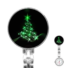 Christmas Tree Background Stainless Steel Nurses Watch by BangZart