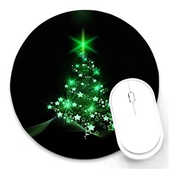 Christmas Tree Background Round Mousepads by BangZart