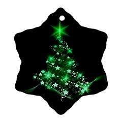 Christmas Tree Background Snowflake Ornament (two Sides)