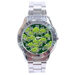 Seamless Tile Background Abstract Stainless Steel Analogue Watch by BangZart