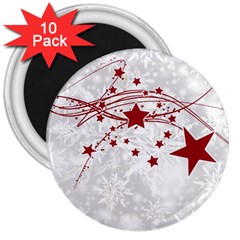 Christmas Star Snowflake 3  Magnets (10 Pack)  by BangZart