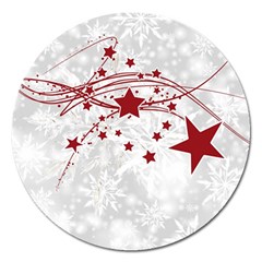 Christmas Star Snowflake Magnet 5  (round) by BangZart