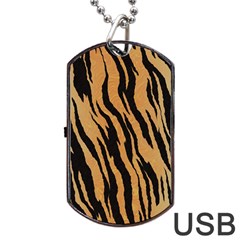 Animal Tiger Seamless Pattern Texture Background Dog Tag Usb Flash (two Sides) by BangZart