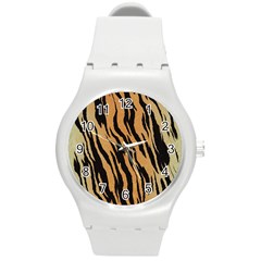 Animal Tiger Seamless Pattern Texture Background Round Plastic Sport Watch (m) by BangZart